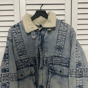Valentino Blue and White Sherpa-Lined Jacket